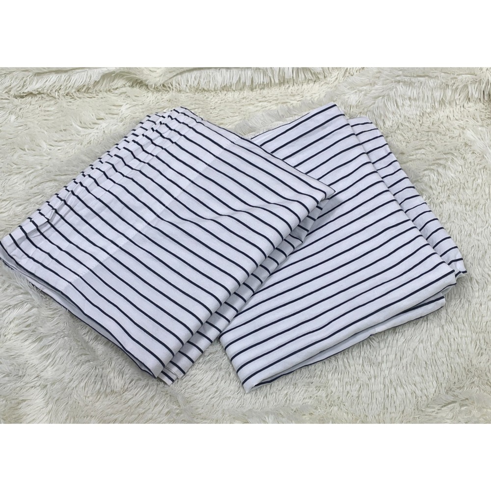 Ralph Lauren Blue Label Pillowcase Set of 2 White Blue Striped Nautical Coastal